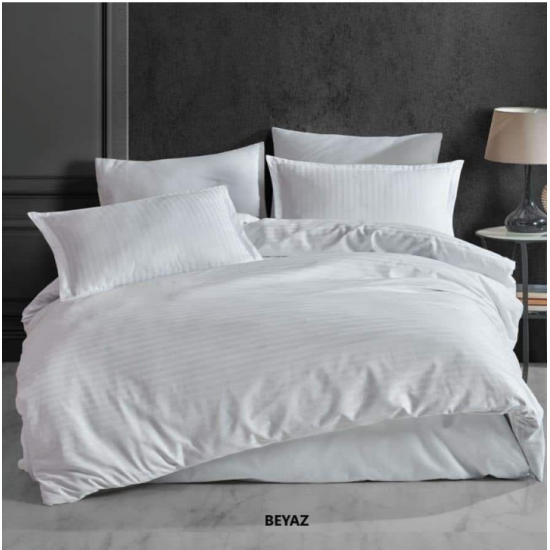 Beyaz Eco Saten Nevresim Takımı 